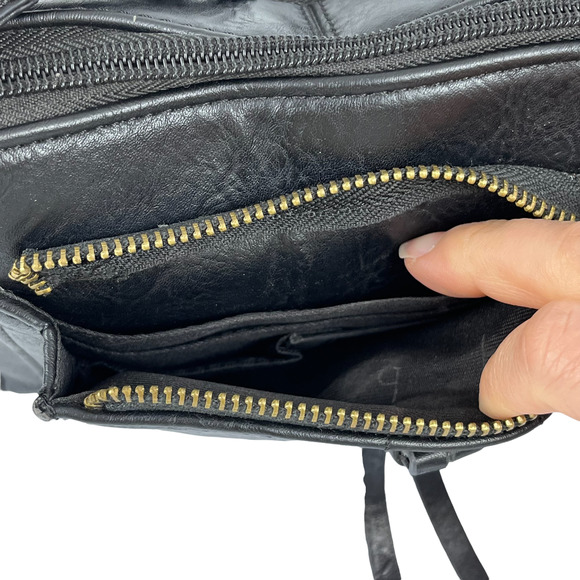 B.O.C. Black leather Crossbody Handbag - Picture 5 of 12